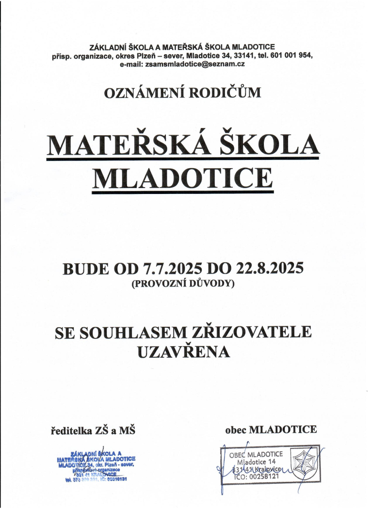 PROVOZ O LETNÍCH PRÁZDNINÁCH